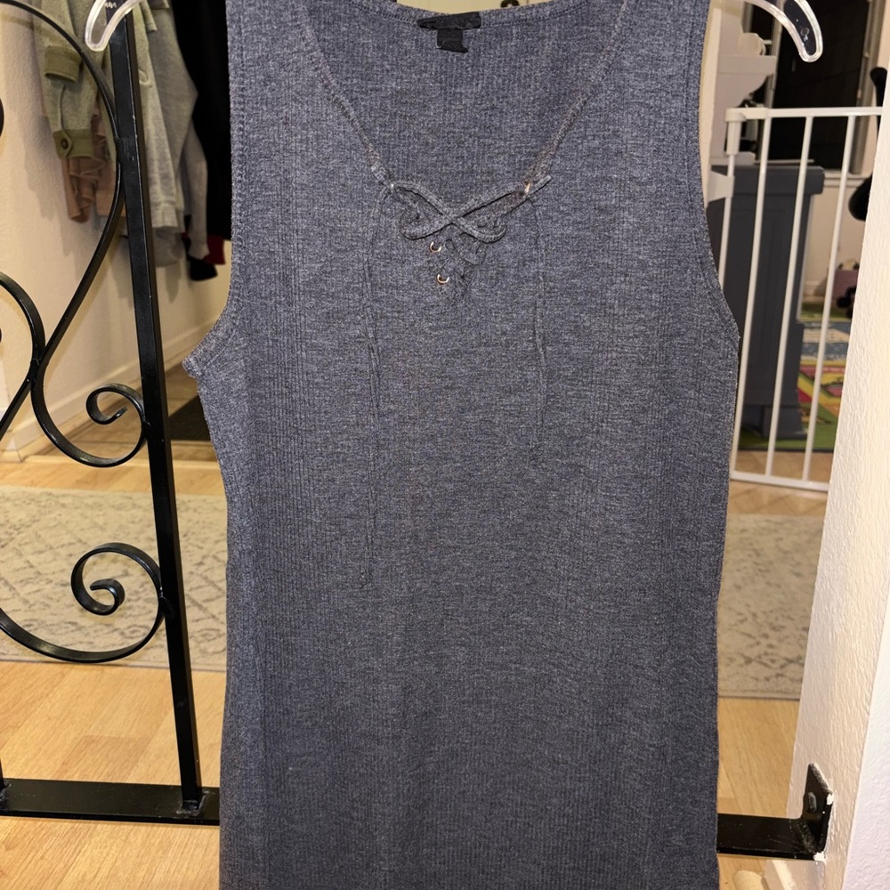 Gray Sleeveless Knit Top